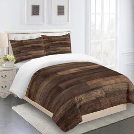 Housse De Couette X Adulte D Planches Marron Vintage Imprim¿¿ Parure De Lit Personnes Avec Fermeture ¿¿Clair, Pi¿¿Ces Housse Couette En Microfibre Avec Taies D'oreiller Xcm