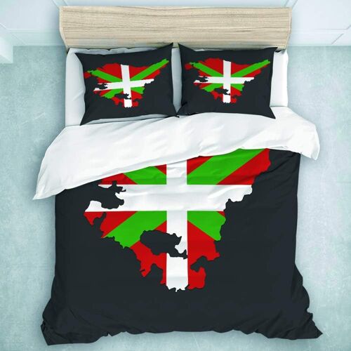 Parure De Lit Adulte,Housse De Couette,Drapeau Carte Pays Basque,Multicolore, Housse De Couette X Cm + Taies D'oreillers X Cm
