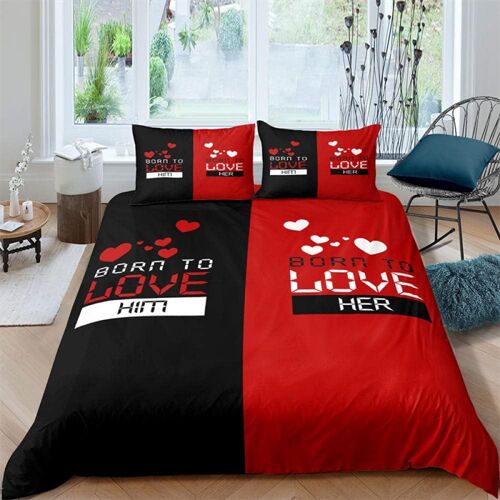 Housse De Couette X Cm, Amour Amour Imprim¿¿E D, Parure De Lit Personnes En Microfibre Avec Taies D'oreiller X Cm ( Avec Fermeture ¿¿Clair )