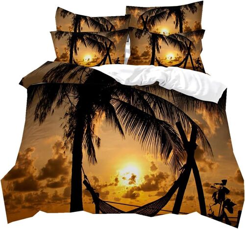 Parure De Lit ¿¿T¿¿ Oc¿¿An Mouette Palmier Plage ¿¿Toile De Mer Coquille ?Les Du Golfe Motif Ensemble De Literie Housse De Couette Avec Taie D'oreiller X Cm, Microfibre (Multicolor ,