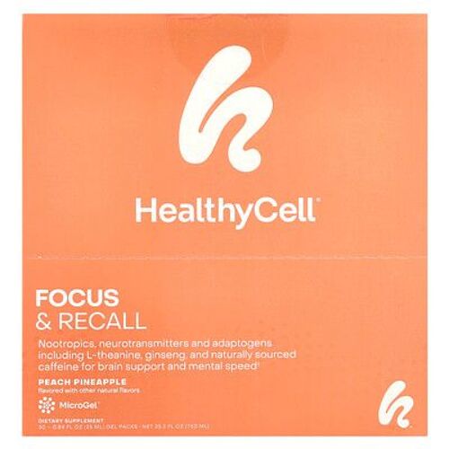 Healthycell, Focus & Remémor, Pêche Et Ananas, 30 Sachets Gel, 25 Ml Pièce 