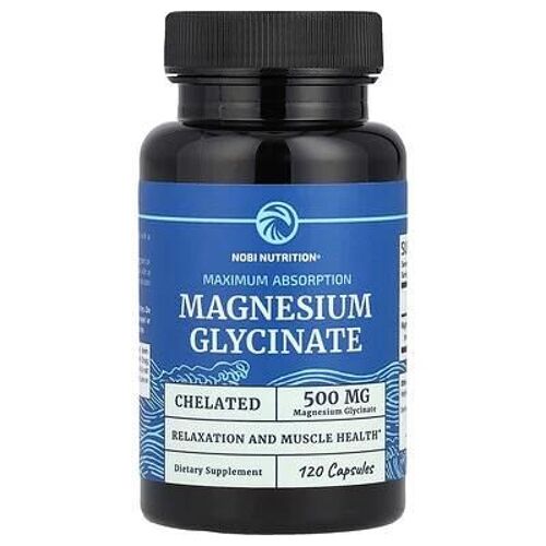 Nobi Nutrition, Glycinate De Magnésium, Absorption Maximale, 500 Mg, 120 Capsules (250 Mg Par Capsule) 