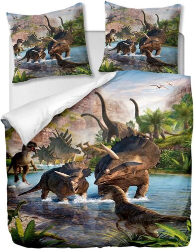 Parure De Lit Pi¿¿Ces Avec Housse De Couette Et Taies D'oreiller,Dinosaures Jurassiques, X Cm / X Cm X ,Multi