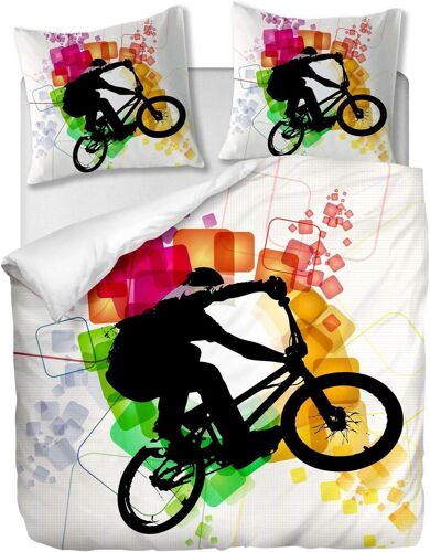 Parure De Lit Pi¿¿Ces Avec Housse De Couette Et Taies D'oreiller,Bmx Cycliste, X Cm / X Cm X ,Multi