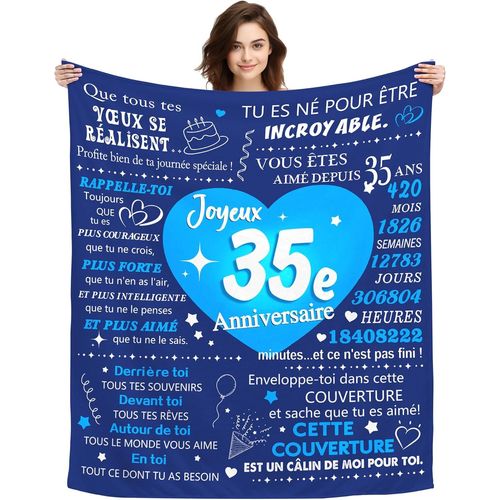 Tianyi-Original 35 Ans Homme Cadeau Plaid Couverture Cadeau D'anniversaire Pour 35 Ans Ami Mari Oncle Petit Ami Cadeau 35ème Anniversaire Souvenir Idée Canapé Couverture De Siest (35e)
