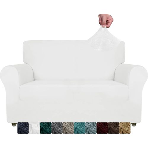 Tianyi-Housse De Canapé En Velours 2 Sièges Épais Housses De Canapé Extensibles Pour Chiens Animaux De Compagnie (2 Places, Blanc)