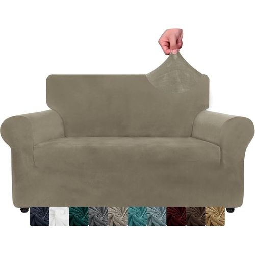 Tianyi-Housse De Canapé En Velours 2 Sièges Épais Housses De Canapé Extensibles Pour Chiens Animaux De Compagnie (2 Places, Kaki)
