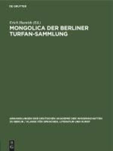 Mongolica Der Berliner Turfan-Sammlung