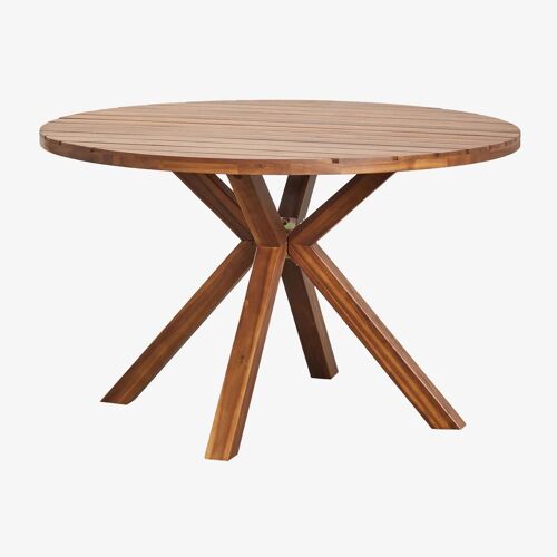 Table De Jardin Ronde En Bois Naele Brun Acacia Ø120 Cm