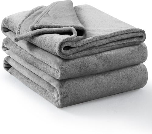 Ulteronixshop-Plaid Couverture Polaire 220x240 - Plaid Lit Grande Taille Jete de Canape, Couverture Canapé 220 x 240 Flanelle 2 Personnes Doux et Chaud, Gris