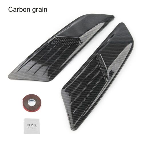 Carbon Grain Autocollant Noir Universel Pour Décoration Extérieure De Voiture, 1 Paire, Couvercle Pour Évacuation Du Flux D'air Latéral "Nipseyteko"