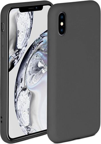 Coque Souple Compatible Avec Apple Iphone X/Iphone Xs - Bords Sureleves Pour Protection D'ecran - Double Couche - Anthracite Mat