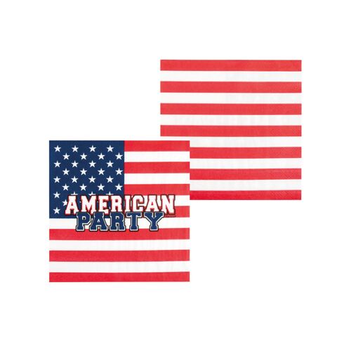 12 Serviettes En Papier American Party 33 X 33 Cm Taille Unique