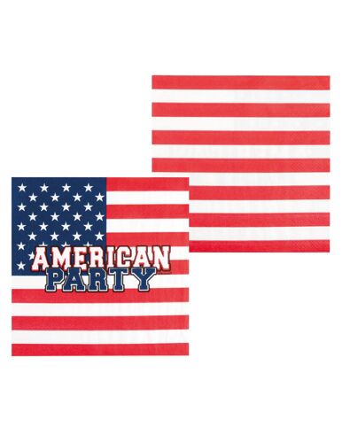 12 Serviettes En Papier American Party 33 X 33 Cm Taille Unique