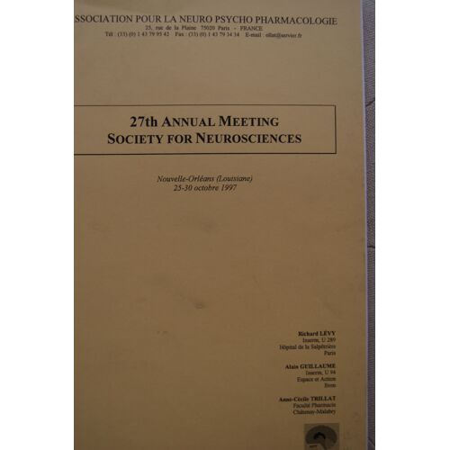 27th Annual Meeting Society For Neurosciences