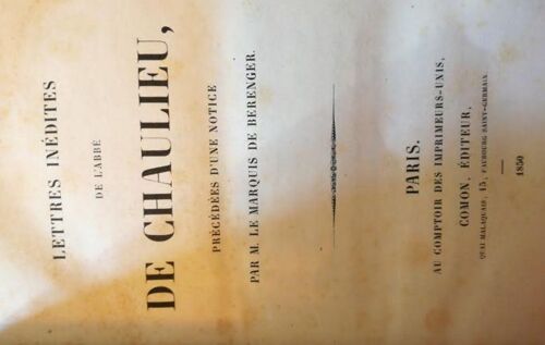 Lettres Inédites De L'abbé De Chaulieu