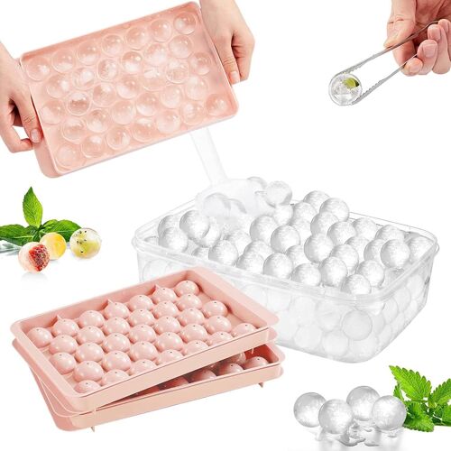 Bac À Glaçon Avec Couvercle Moule À Glaçons 33 Blocs, Glaçons Whisky Démoulage Facile Pour Nourriture Bébés, Bière, Glaçons Aux Fruits, Certifiés Lfgb Et Sans Bpa (1pack Rose)