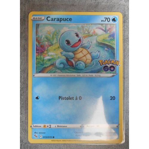 Carte Pokemon Carapuce 015/078 - Eb10.5 - Pokemon Go - Vf