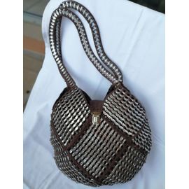Réf. EDITH Création sac avec des capsules de canettes recyclées entièrement fait mains
