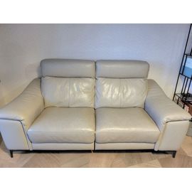 Canapé Cuir Gris Perle 2 Places Relax Poltronesofa Modèle Gallate