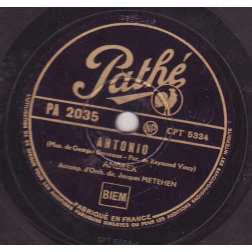 78 Trs Vinyl Une Chanson Qui S'envole / Antonio