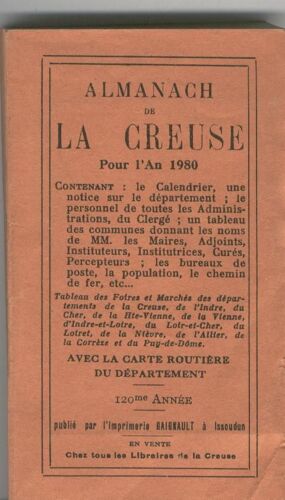 Almanach De La Creuse Pour L'An 1980