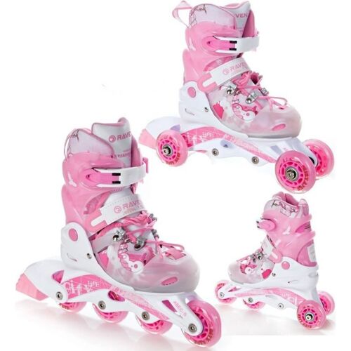 Roller En Ligne Princess Du 26 Au 29 Enfant Mixte Taille Ajustable Blanc/Rose Raven