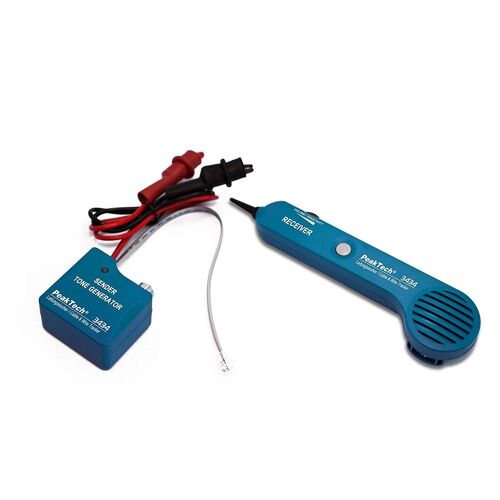 PeakTech P 3434 Viseur de ligne et câble téléphonique avec testeur de passage et signal sonore, crocodile RJ45, RJ11, réseau LAN