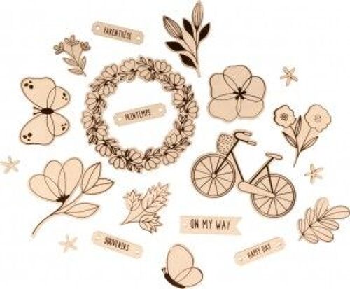 Set 16 Silhouettes Vélo - Bois