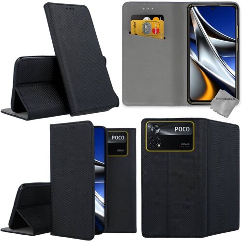 Housse etui coque pochette portefeuille pour Xiaomi Poco X4 Pro 5G + verre trempe - NOIR MAGNET