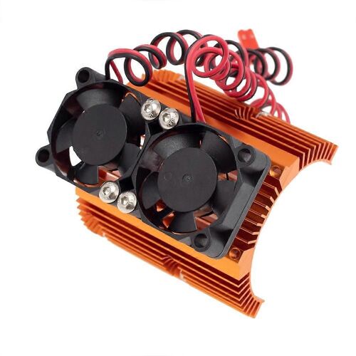 Dissipateur Thermique De Radiateur De Moteur À Double Ventilateur De Voiture Rc De Voiture Rc Pour Moteur À Grande Vitesse 1 :8 Summit Big S E-, Orange
