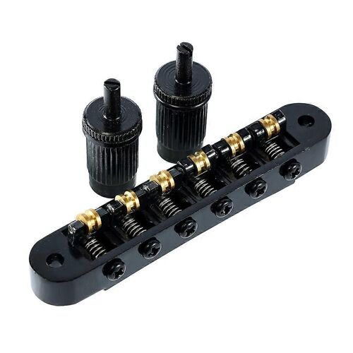 1 Jeu De 6 Cordes Guitare Tune-O-- Chevalet Et Cordier Avec Poteaux Pour Guitare Électrique, Noir