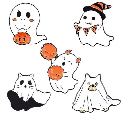 5 Pcs Mignon Émail Pin Set Halloween Fantôme Broche Épinglette Pour Sac À Dos Et Vestes Accessoires De Bricolage