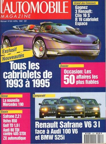 L'Automobile Magazine 550-4/1992-S.Genève-Renault-Audi-Bmw-Vw-Volvo-Rover-Ford-Citroen-Jaguar-Healey