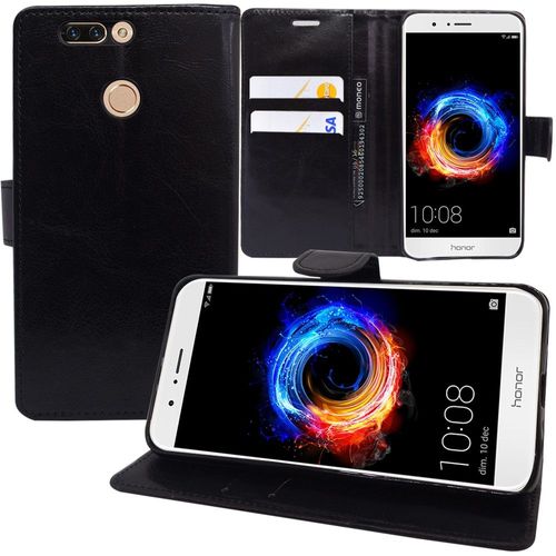 Etui Portefeuille Pour Huawei Honor 8 Pro 5.7" Support Video Cuir Pu - Noir