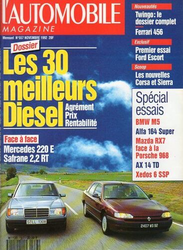 L'Automobile Magazine 557-11/1992-S.Paris-Ferrari-Renault-Ford-Alfa-Bmw-Mazda-Citroen-Porsche-Rolls-