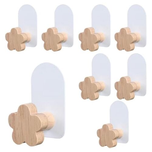 Crochets en forme, crochets décoratifs pour chambre d'enfants, crochets à manteaux en bois, crochet mural monté sur adhésif pour suspendre des vêtements de manteau, A 8PCS