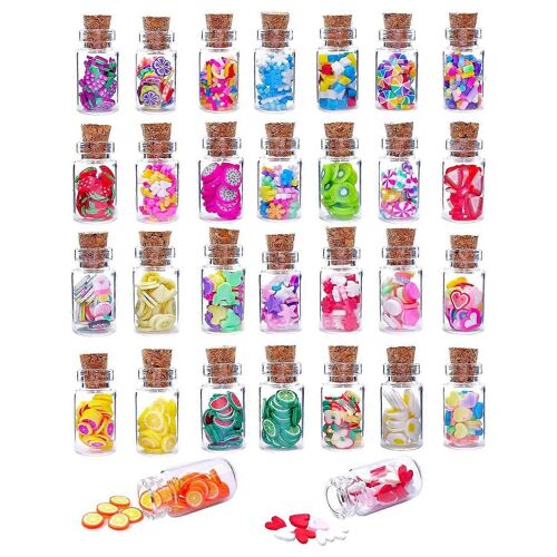 30PCS 1 :12 Mini Pot Alimentaire Bouteille En Verre Cuisine Décoration Mini Fruit Simulation Candy Snack Modèle