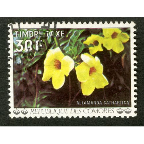 Timbre Oblitéré République Des Comores, Allamanda Cathartica, Timbre Taxe, 30 F