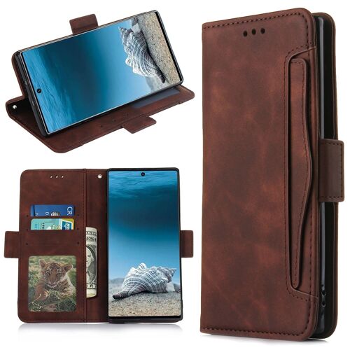 Coque Samsung Galaxy Note 10+ 5g,Etui Pour Samsung Galaxy Note 10+ 5g,Coque Multi-Cartes Pour Samsung Galaxy Note 10+ 5g,Etui En Cuir Pu Premium Housse Pour Samsung Galaxy Note 10+ 5g,Marron