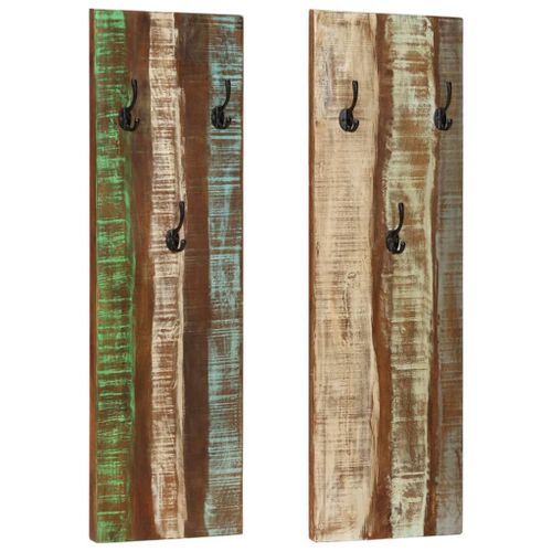 vidaXL Porte-manteau mural 2pcs 36x3x110cm Bois massif de récupération