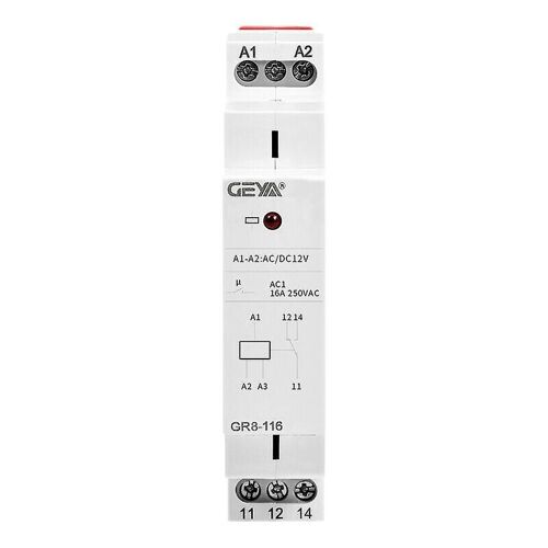 Relais auxiliaire Relais électromagnétique AC / DC12V Module SPDT Relais Rail DIN GR8-116 16A