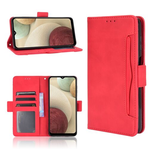 Coque Samsung Galaxy M32,Etui Pour Samsung Galaxy M32,Coque Multi-Cartes Pour Samsung Galaxy M32,Etui En Cuir Pu Premium Housse Pour Samsung Galaxy M32,Rouge