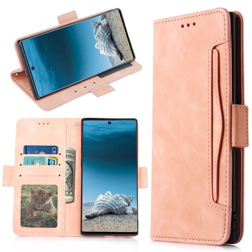 Coque Samsung Galaxy Note 10+ 5g,Etui Pour Samsung Galaxy Note 10+ 5g,Coque Multi-Cartes Pour Samsung Galaxy Note 10+ 5g,Etui En Cuir Pu Premium Housse Pour Samsung Galaxy Note 10+ 5g,Rose