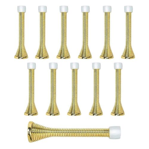 12 Pcs Arrêt De Porte À Ressort 3 Butée De Porte À Ressort Robuste Flexible avec RustProof Vis En Caoutchouc Pare-chocs Conseils (Or)