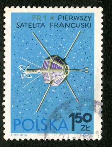 Timbre Oblitéré Polska, Fr 1, Pierwszy Satelita Francuski, 1.50 Zl, 1966