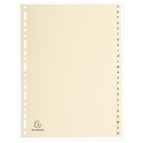 Exacompta Lot De 10 Jeux Intercalaire Carte Peau A4 24 Pos. A-Z