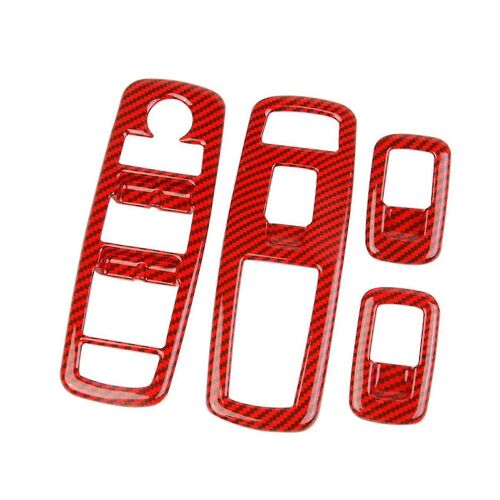 1 Ensemble De Voiture Verre Interrupteur Cadre Lifter Panneau Décoratif Couverture Rouge Carbone Motif Pour Chargeur