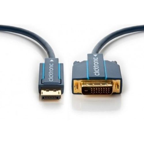 clicktronic DisplayPort / DVI câble de raccordement [1x DisplayPort prise mâle - 1x DVI-prise mâle 24+1pol.] 3 m bleue clickt