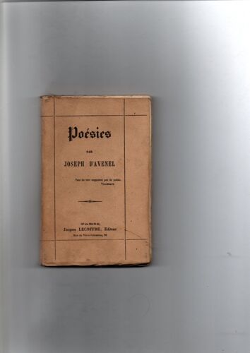 Poésies Par Joseph D'avenel